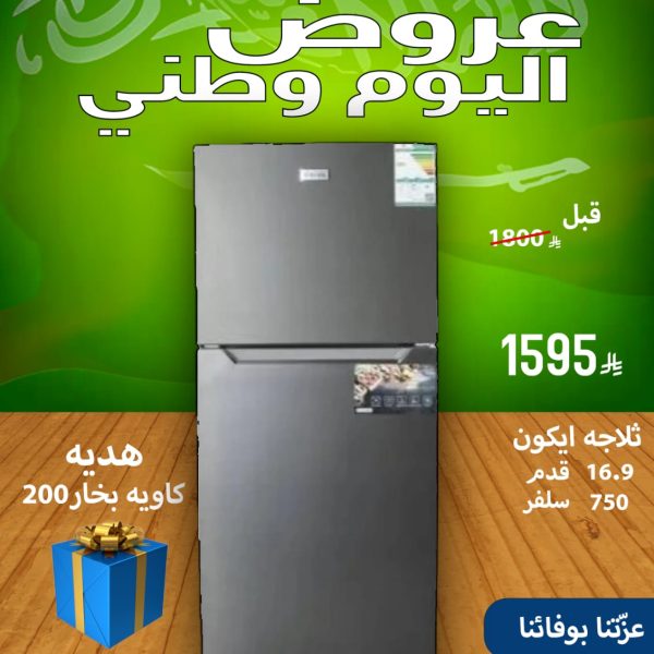 ثلاجة ايكون 16.9 قدم 750 سلفر